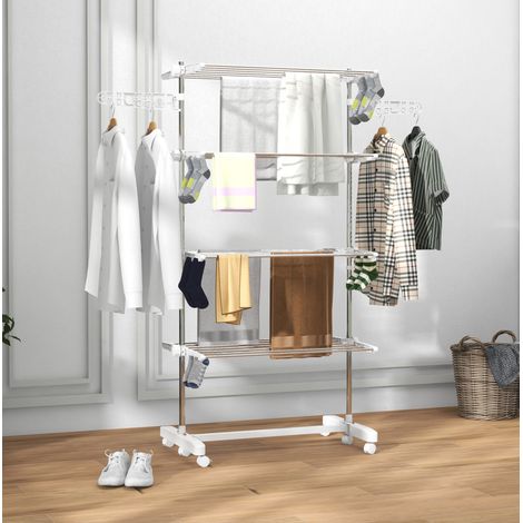 MEUBLIV Tendedero plegable 142 x 55 x 172 cm blanco – 4 niveles con ruedas (1/5)