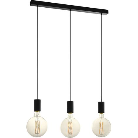 Lampadario A Sospensione Contemporaneo Pozueta Acciaio Nero 3 Luci E27 (1/4)