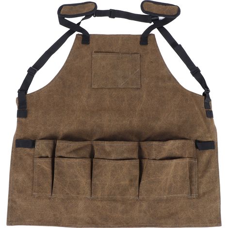 Grembiule da Lavoro con Tasche – Tela di Canapa Robusta 65x66 cm, Tracolle Regolabili – Design Funzionale per Elettricisti e Giardinaggio (1/5)
