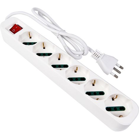 CIABATTA ELETTRICA MULTIPRESA SCHUKO BIPASSO 6 PRESE CON SPINA 16A - CON INTERRUTTORE ON/OFF IDEALE PER CASA E UFFICIO (1/2)