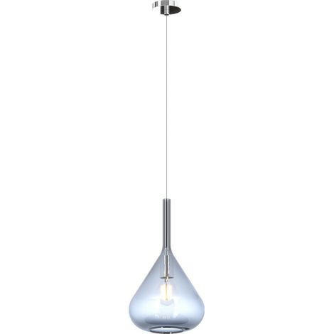 Sospensione Contemporanea Kona Metallo Cromo Vetro Blu 1 Luce E27 (1/3)