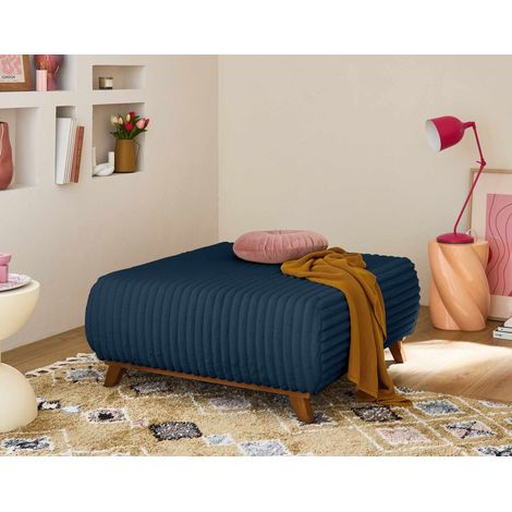 Cristal - pouf modulable - 95 cm - en fausse fourrure côtelée - bleu (1/5)