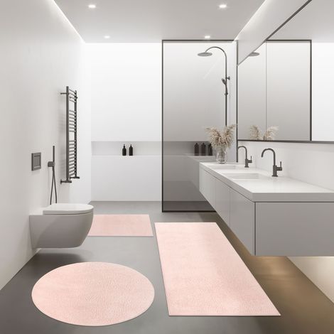 Paco Home Moderno Tappetino Bagno Tappeto Bagno Shaggy Morbido Soffice Tinta Unita Fucsia 40x55 cm
