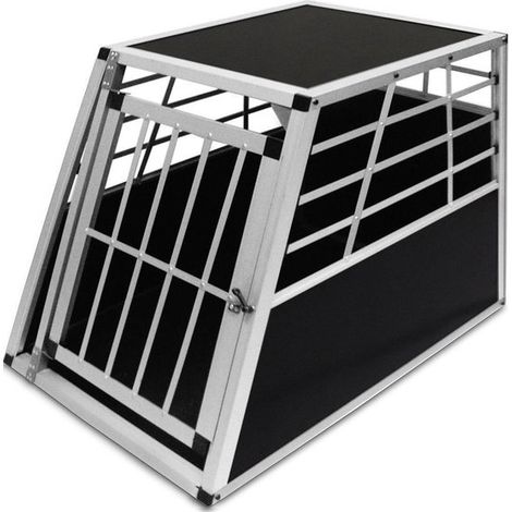 MaxxPet Trasportino Cani Auto - Box per Cani per Auto - Pieghevole - Gabbia per Cani con 1 Porta - Cane Kennel - Gabbia per Cani e Gatti - Trasportino per Cani in Alluminio Pro - 54x69x50 cm - Grigio