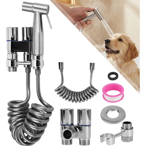 Kit de Douchette de Bidet en Acier Inoxydable, Vaporisateur de Toilette Douchette à Main avec 2m Tuyau et Support, Kit Douchette WC Complet, Pulvérisateur de Bidet à Main pour Hygiène Personnelle