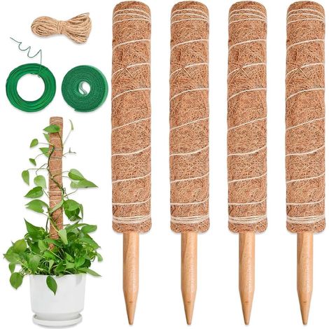 4 x Coco Monstera Stakes 40cm Extendable Climbing Plant Supports Indoor Plants (1/5)