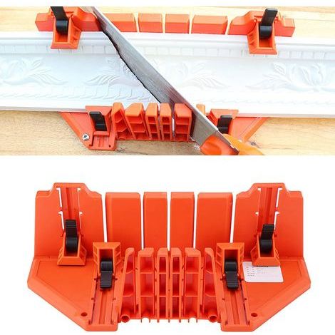 Boîte à onglets à pince multi-angle, boîte à onglets de 14 pouces / 35 cm, boîte à onglets en plastique, outil de coupe de boîte de scie à onglet pour couper les plinthes 0° 22,5° 45° 90° (1/5)