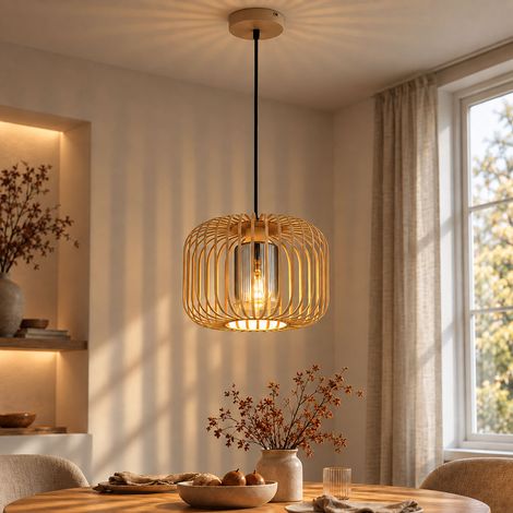 Hängelampe sandfarben Wohnzimmerlampe Pendellampe rauch Glas Küchenlampe Gitter Retro, Metall Glas, 1x E27, DxH 28x120 cm (1/5)