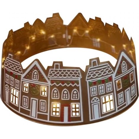 1 Cache-pied de sapin LED motif pain d'épices, décor Noël lumineux intérieur extérieur, diamètre ajustable 60-90 cm (1/5)