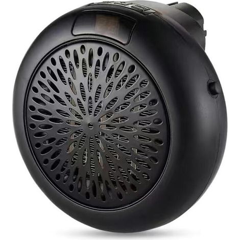 Calefactor eléctrico portátil de sobremesa para oficinas y hogares, 900 W, negro (con mando a distancia). (1/5)