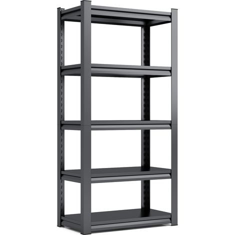 Estantería metálica de 5 niveles 160x80x40 cm, acero negro, carga total 650 kg, regulable en altura (1/5)