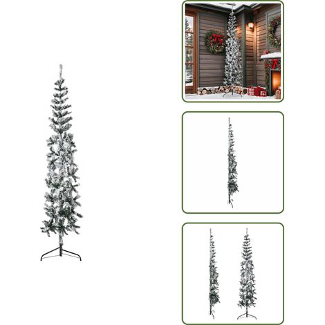 The Living Store Künstlicher Halb-Weihnachtsbaum mit Schnee Schlank 210 cm - Weihnachtsbaum mit Schnee (1/5)