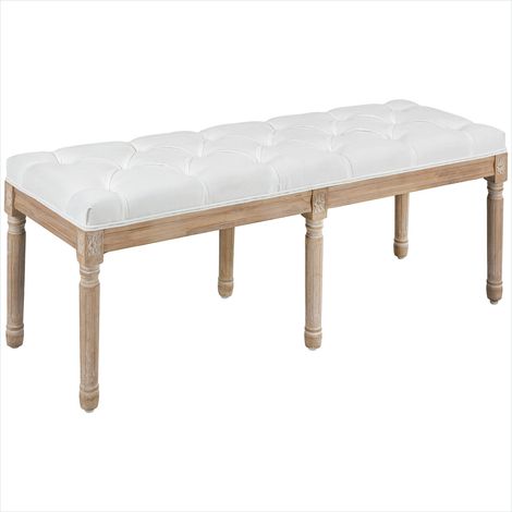 Table de chevet Banc de lit capitonné style vintage en bois (1/5)