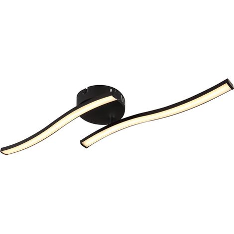 Deckenlampe LED Deckenleuchte schwarz matt Wohnzimmerlampe Schlafzimmerleuchte, ein Lampenarm drehbar, 12W 765lm warmweiß, LxH 51,5 x 7,2 cm