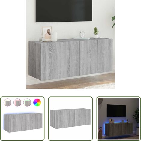 LED-Leuchten - TV-Wandschrank mit LED-Leuchten Grau Sonoma 100x35x41 cm (1/5)