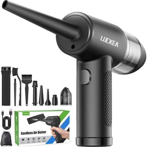 Souffleur Air Comprimé et Souffleur PC - 3 Vitesses Aspirateur PC avec Lumière LED, Batterie 6000mAh, 3 Brosses de Nettoyage PC, Mini Souffleur Voiture, Alternative au Bombe Air Sec, Air Duster (1/5)