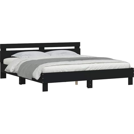 Bed Frame Black Engineered wood, Plywood Super King Bed Frame vidaXL (1/4)