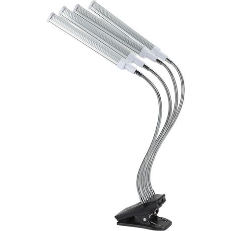 Lampe de culture LED 96 W avec écran LCD, 4 têtes orientables à 360°, couleur argentée, pour serre, prise 100-240 V. (1/5)