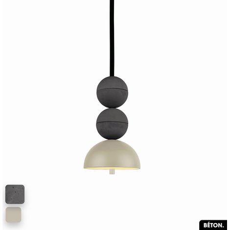 Lampe de suspension en béton - BOSFOR CONCRETE ANTHRACITE - PEYOTE 2 BALLES LED 14W (1/3)