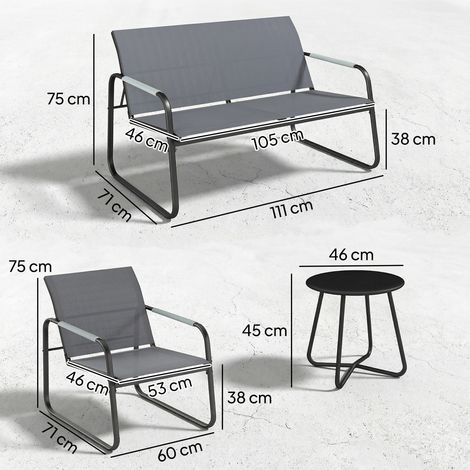Ensemble de mobilier de jardin, salon de jardin pour 4 personnes, avec canapé 2 places, 2 fauteuils, tressage en corde, table ronde et repose-pieds. (1/5)