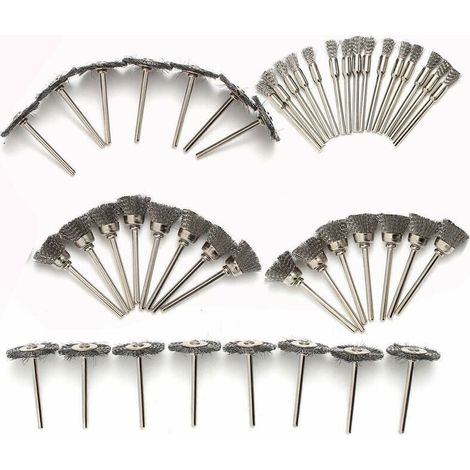 Ensemble de 45pcs Fil d'acier Inoxydable Brosse Métallique de Forage Brosses Dremel Accessoires de Outils Rotatifs pour Nettoyage Polissage (1/3)