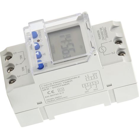 Minuterie analogique-numérique programmable sur rail DIN, grand écran, 85-265 V, 16 A