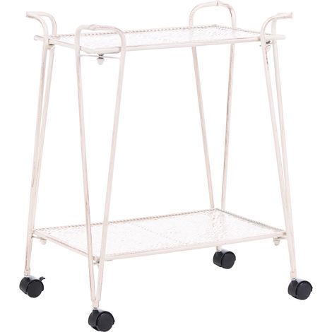 Estantería de metal para baño carrito con ruedas de dos niveles blanco Yumbilla