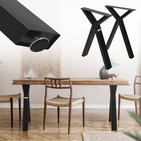 ML-Design Set 2x Patas de Mesa 50 x AL72 cm Forma de X Soporte Negro de Metal en Acero Recubierto de Polvo Bastidor para Escritorio Corredores para Tablero Pie Armazón Diseño Industrial DIY (1/5)