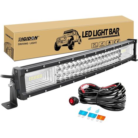 22 Pouces 55 cm 270W Slim incurvée barre de led 4x4 avec 12v faisceau de câblage kit, Led light bar, Barre lumineuse led pour offroad Véhicules Voiture camions ATV, 6000K feu antibrouillard (1/5)