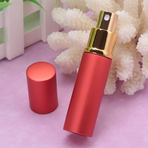 Flacon de parfum rechargeable de 10 ml, vaporisateur portable vide avec pompe, rouge. (1/5)