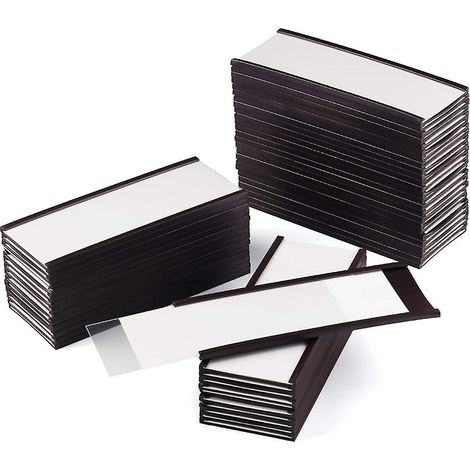 Lot de 40 porte-étiquettes magnétiques en forme de C pour étagères et rayonnages métalliques, avec films protecteurs et bandes de rechange, 10 x 4 cm (1/5)