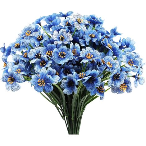 16 bouquets de fleurs artificielles d'extérieur – Fleurs en soie artificielle résistantes aux UV, plantes aux couleurs inaltérables et à l'aspect synthétique – Idéal pour la décoration du jardin, de