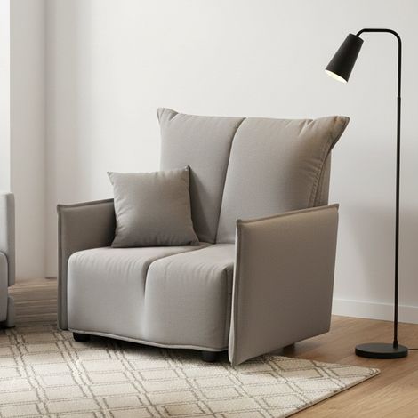 Talamo Italia Sofa cama Almerinda, Sofá individual, 100% Made in Italy, Sillón de salón con apertura trolley, en tela acolchada, con reposabrazos estándar, Cm 110x90h85, Gris, con embalaje reforzado (1/5)