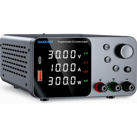Alimentation de Laboratoire, Alimentation DC Ajustable avec Interface USB-A/Type-c, Bouton de réglage du codeur pour la Maintenance des équipements électroniques et de Laboratoire (30V 10A) (1/5)