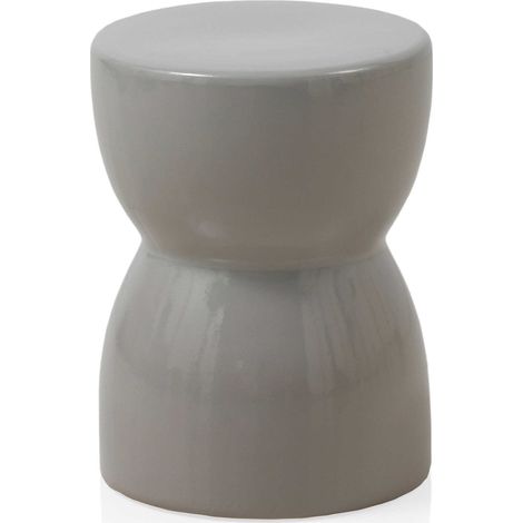 Tabouret d appoint en céramique gris brillant pour intérieur élégant - gris clair brillant (1/3)