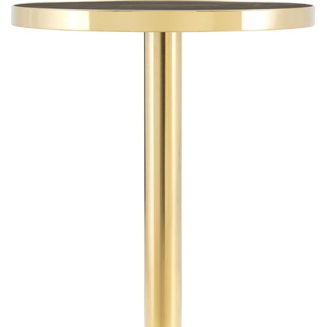 Tavolino rotondo moderno effetto marmo grigio con struttura dorata in acciaio inox HOMVRA (1/5)