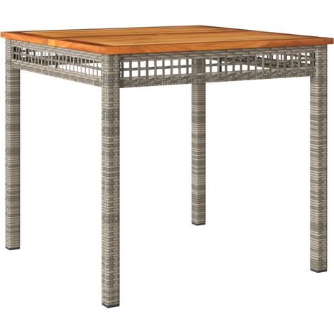Table de jardin,Table d'extérieur gris 80x80x74 cm résine tressée et bois acacia CFW63509 (1/5)
