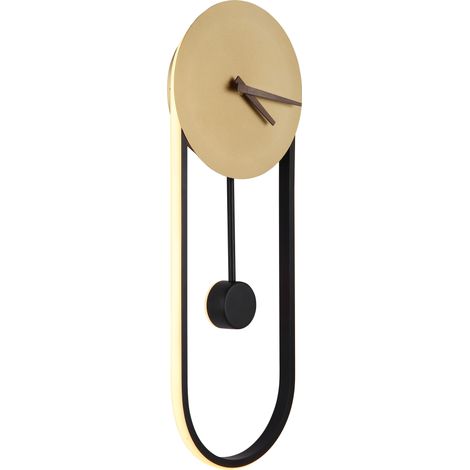 GLOBO Orologio Da Parete Ovale Sussy Wanduhr Metallo Color Oro E Nero Led