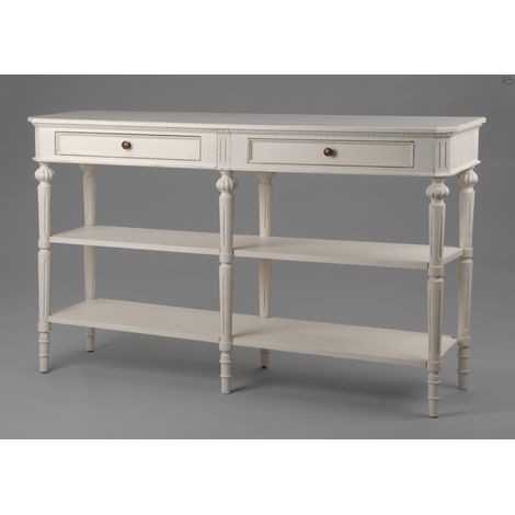 Console 6 pieds en MDF blanc L150 cm – Style romantique – Hauteur 90 cm – Largeur 40 cm – Pour intérieur élégant (1/4)