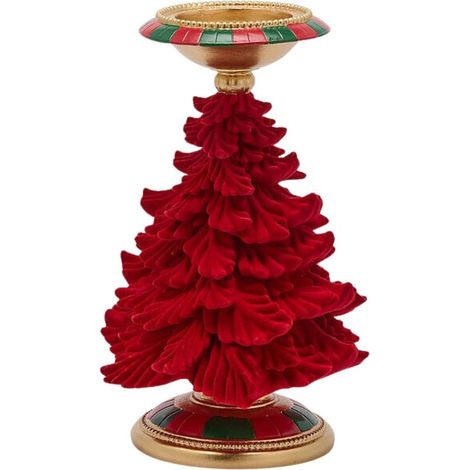 EDG Enzo De Gasperi Portacandela Pino Verde e Rosso H31 Ø19 cm – Decorazione di Natale (1/5)