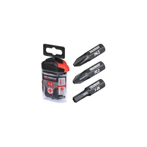 Punte per cacciavite 's2 black', 10 pezzi, Ph2 25 mm TECHMAN