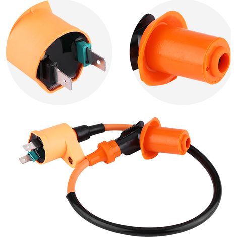 Bougie d'allumage pour moteur GY6 50CC 125CC 150CC, moto tout-terrain, scooter, cyclomoteur, couleur orange (1/5)
