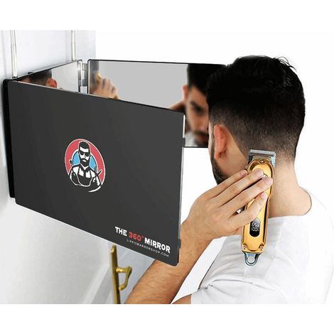 Miroir 360° - Self Cut Mirror - Miroir 3 Faces Pliable avec Crochets adaptables sur Toutes Les Surfaces (sans LED) (1/4)