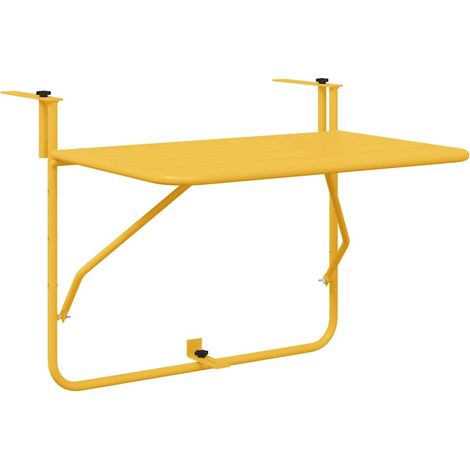vidaXL Table Suspendue de Balcon Moutarde 60 x 39 x 65 cm Acier (1/5)