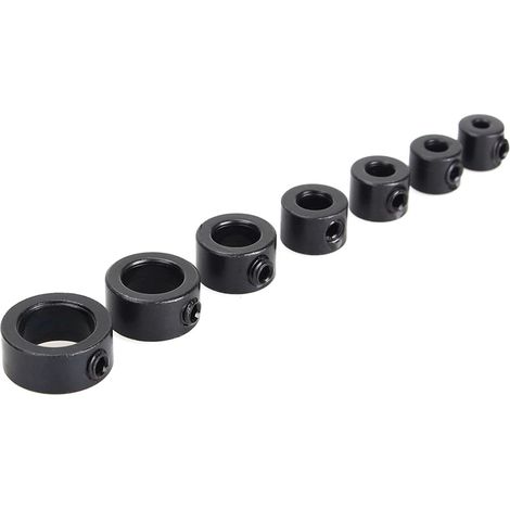 Set of 8 Drill Bit Locators, Depth Stop Collars for Precise Drilling with Hex Key, Carbon Steel Positioning Rings for Woodworking (1/5)