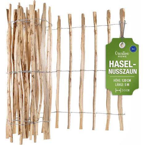 Haselnuss Holzzaun 120 cm x 5 m, Lattenabstand 3-5 cm