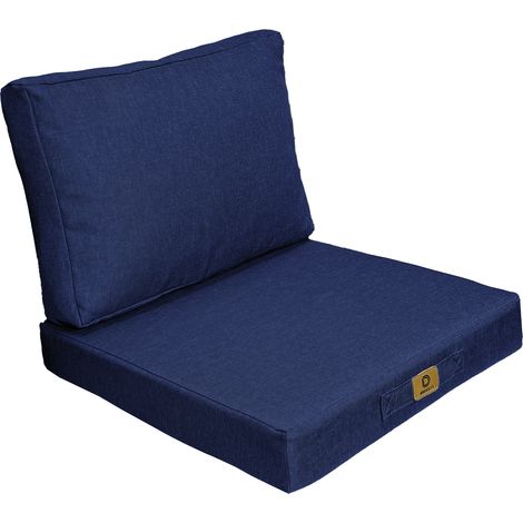 Coussins pour fauteuil effet lin déhoussable 60x60cm bleu indigo