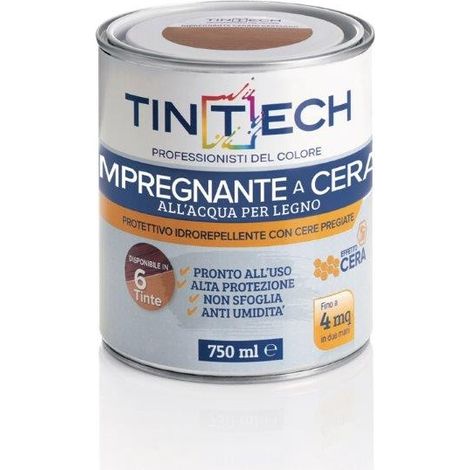 IMPREGNANTE ALLACQUA CERA PER LEGNO PROTETTIVO IDROREPELLENTE COLORE CASTAGNO 750ML (1/5)