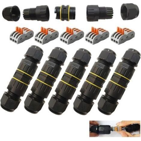Raccord Electrique Etanche, IP68 Connecteur Etanche, Boite de derivation etanche exterieur 3 Voies, pour Câble Ø 6 à 11mm (5pcs) (1/5)
