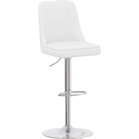 CHICFURN Juego de 2 taburetes de bar regulables blanco y plata, giratorios 360° (1/5)
